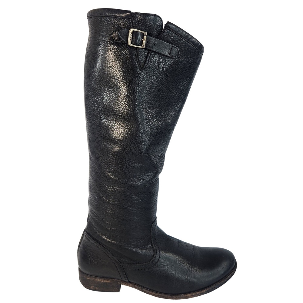 Frye Melissa Button Boots Womens 8 Black Riding Equestrian Back Zip Tall 77007